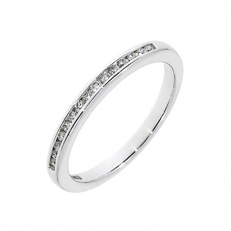 18ct white gold channel set ring